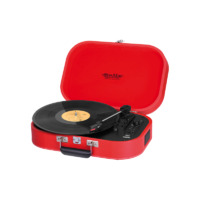 Trevi TT 1020 BT SALLY Red Hordozható retró bakelit lemezjátszó, USB-s zenerögzítéssel, be...