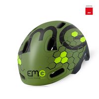 EMG HM 19 Casco EMG kerékpáros sisak katonai zöld szín M méret, elektromos rollerekhez, kerékpárokhoz, LED világítással