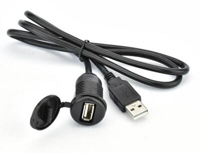 Phonocar 05912 USB hosszabbító kábel beépíthető aljzattal, 1 m, 24 mm beszerelési lyuk