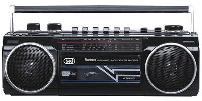 Trevi RR501 hordozható kazettás rádió, MP3/USB/SD lejátszó és Bluetooth funkció, fekete