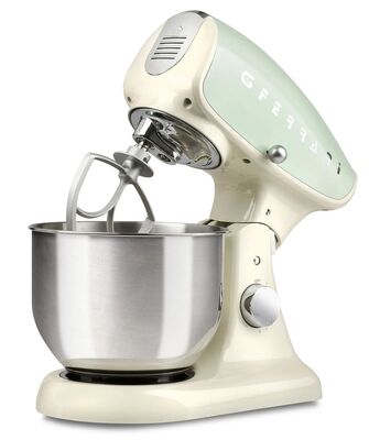 G3 Ferrari G20075 Pastaio Deluxeasztali konyhai robotgép, 5,2 literes rozsdamentes acél tál, 8 sebesség, krém/zöld