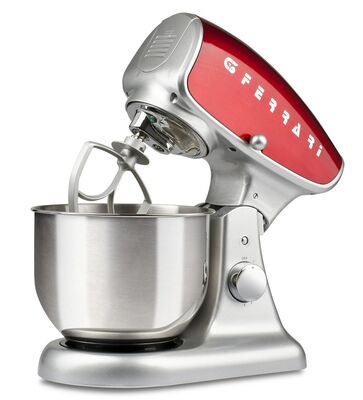 G3 Ferrari G20075 Pastaio Deluxe asztali konyhai robotgép, 5,2 literes rozsdamentes acél tál, 8 sebesség, vörös/ezüst