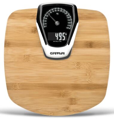 G3 Ferrari G30047 Formula Elegance személymérleg bambusz felülettel, digitális és analóg kijelzővel, 180 kg-ig