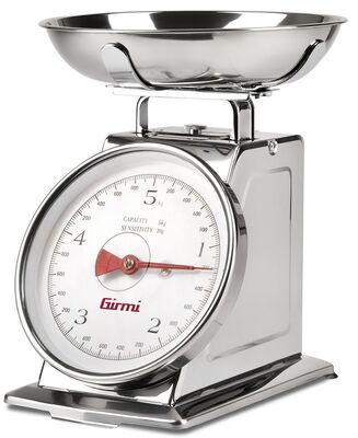 Girmi PS90 mechanikus konyhai mérleg rozsdamentes acél tál 5 kg-ig, tára funkcióval