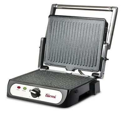 Girmi BS41 kontaktgrill Petravera bevonattal, 180°-ban nyitható kialakítás, 2.000W teljesítmény, kivehető sütőlapok