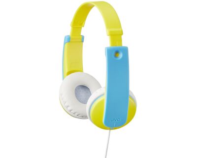 JVC HA-KD7-YNE Gyermek fejhallgató 85 dB limiterrel, puha párnázattal, 0.8 m kábellel és matricaszettel. Sárga kék szín