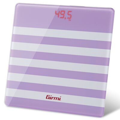 Girmi BP21 személymérleg lila színben, edzett üveg, LED kijelző, 150 kg-ig, automatikus kikapcsolás