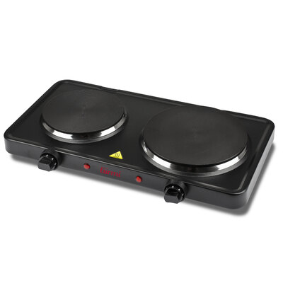 Girmi PE36 Piastra Dupla elektromos tűzhely öntöttvas főzőlapokkal (nagy tányér: 18,5 cm, kis tányér 15,5 cm átmérőjű), 1500W / 1000W teljesítményű