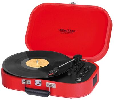 Trevi TT 1020 BT Red hordozható bakelit lemezjátszó USB zenerögzítéssel és beépített akkumulátorral, Bluetooth, piros