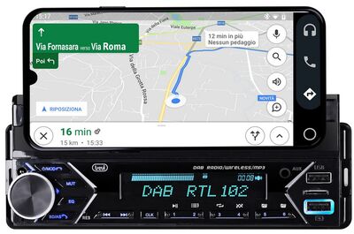Trevi SCD 5753 DAB autórádió okostelefontartóval, DAB/DAB+/FM rádióval, USB/SD/vezeték nélküli lejátszással