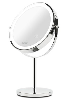 Girmi BE02 kozmetikai tükör LED világítással, kétoldalas, 1x/3x nagyítás, USB-s, 17 cm-es, 360° forgatható