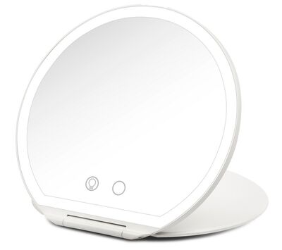 Girmi BE03 kozmetikai tükör színes LED világítással, USB-C töltéssel, 17 cm-es átmérő, hordozható kivitel