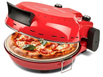 Girmi FP50 Forno Elettrico pizzasütő háztartási, piros, 4 perc alatt, 31 cm-es pizza, kordierit kőlap