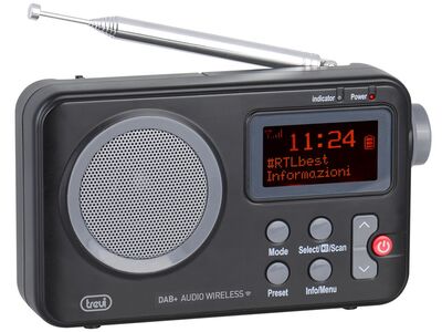 Trevi DAB 7F80 R digitális DAB/DAB+ és FM rádió, RDS, vezeték nélküli, Bluetooth kapcsolat, dupla ébresztés