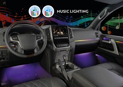 Phonocar 07309 LED Ambience Kit – teljes belső térvilágítás autóhoz, Bluetooth vezérléssel, 8 színnel, zenevezérelt fényjátékkal