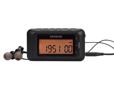 Aiwa RD-10 hordozható zsebrádió, FM RDS/MW rádió, automatikus állomáskereső, fülhallgatóval, LED kijelző