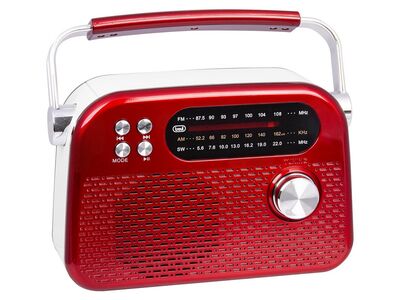 Trevi RDA 70 BR Klasszikus Retro FM/AM/SW rádió, Bluetooth-tal, USB és SD kártya bemenettel, beépített akkuval, piros szín