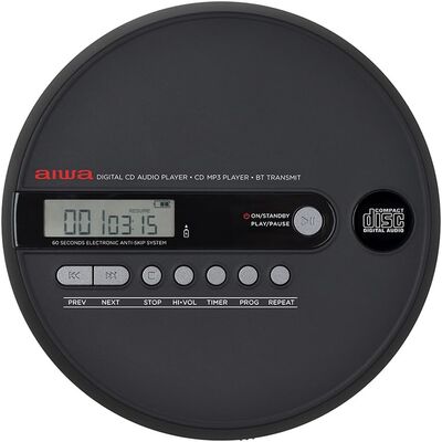 Aiwa PCP-1050 Bluetooth 5.4 MP3 Discman, 60mp ESP védelem, X-HyperBass, USB-C töltés és 8 órás üzemidő. 