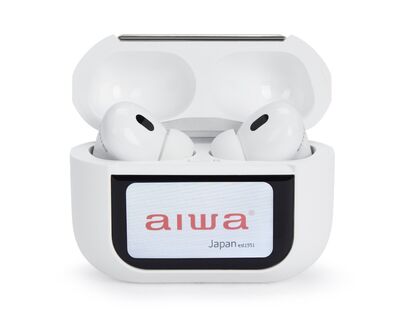 Aiwa EBTW-350WT Professzionális vezeték nélküli fülhallgató ANC-vel, érintőkijelzős tokkal, 25 órás üzemidő, fehér szín