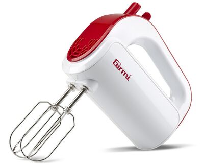 Girmi SB02 elektromos kézi mixer 170 W, 5 sebesség, TURBO funkció, rozsdamentes acél tartozékok, fehér/piros