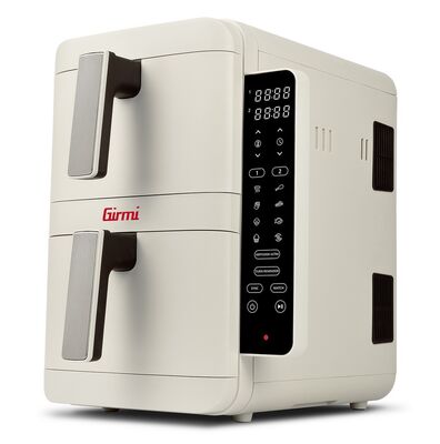 Girmi FG41 Ecofrit Dual kétzónás forrólevegős fritőz 9 literes (2x4.5 liter) kapacitással, Homok-bézs szín, SYNC és MATCH funkcióval