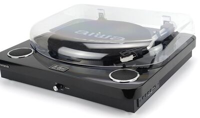 Aiwa LPS-25BK lemezjátszó 3 sebességes, Bluetooth, USB digitalizálás, beépített hangszóró, fekete színben