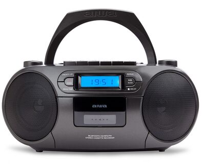 Aiwa RC-250BK hordozható retro boombox CD/MP3/USB/kazetta/Bluetooth/FM rádió, fekete színben