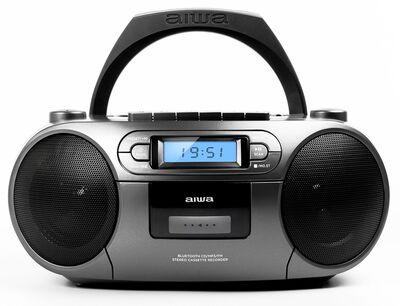 Aiwa RC-250GY hordozható retro boombox CD/MP3/USB/kazetta/Bluetooth/FM rádió, szürke színben