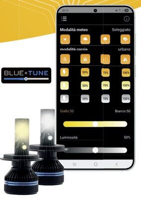 Phonocar 07537 H7 LED autóizzó Bluetooth vezérléssel, 12/24V, 5000 lm, állítható színhőmérséklet, off-road