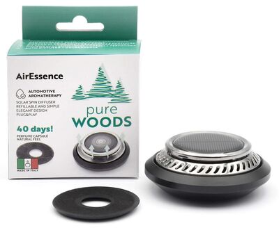 Phonocar 049741 Prémium Solar illatosító készlet pureWoods aromakapszulával, automatikus forgás, 40 napos frissesség, AirEssence technológia, autós aromaterápia