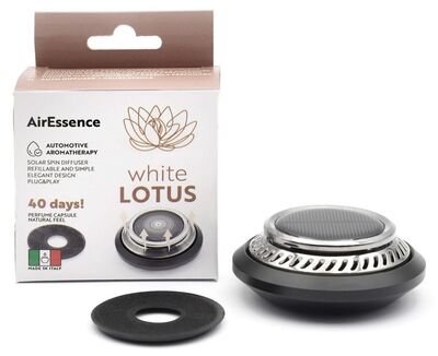 Phonocar 049742 Prémium Solar illatosító készlet whiteLotus aromakapszulával, automatikus forgás, 40 napos frissesség, AirEssence technológia, autós aromaterápia