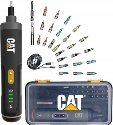 Cat DX1110 Power+ 4V akkus csavarhúzó 5 Nm nyomaték, 24+1 bitkészlet, USB-C töltés