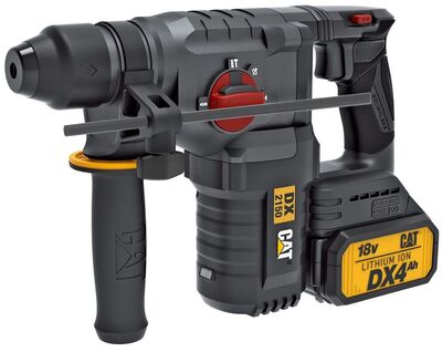 CAT DX2150 Power+ 18V Li-Ion akkus fúrókalapács 2.8J 26mm brushless, 2db 4Ah aksi, 4A gyorstöltő, SDS-Plus, moduláris koffer