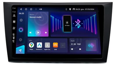 Phonocar SM325 Professzionális 9” QLED autós multimédia rendszer Android, vezeték nélküli CarPlay/Android Auto, DAB+, VW
