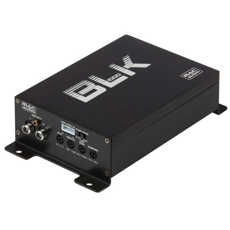 macAudio BLK 1000 D osztályú, digitális nagyteljesítményű, egycsatornás autóhifi erősítő