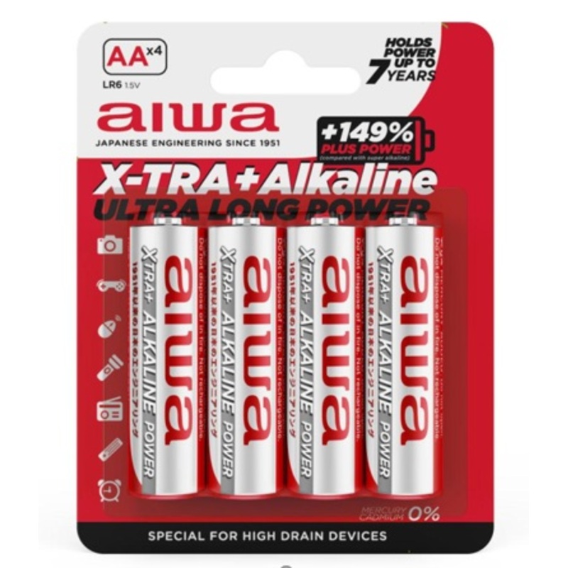 Aiwa AB-AALR6/4 X-TRA + Alkáli elem AA (LR6) 4db