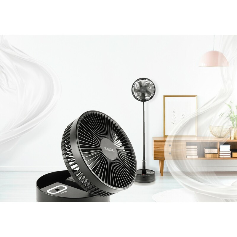 Xblitz AERO PRO Xblitz AERO PRO Akkumulátoros ventilátor, max.105cm, 7-28 órás működés Fekete