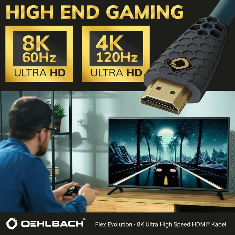 Oehlbach OB 92603 Flex Evolution Excellence prémium, csúcsmínőségű UHD 8k/4k HDMI kábel 3 méter