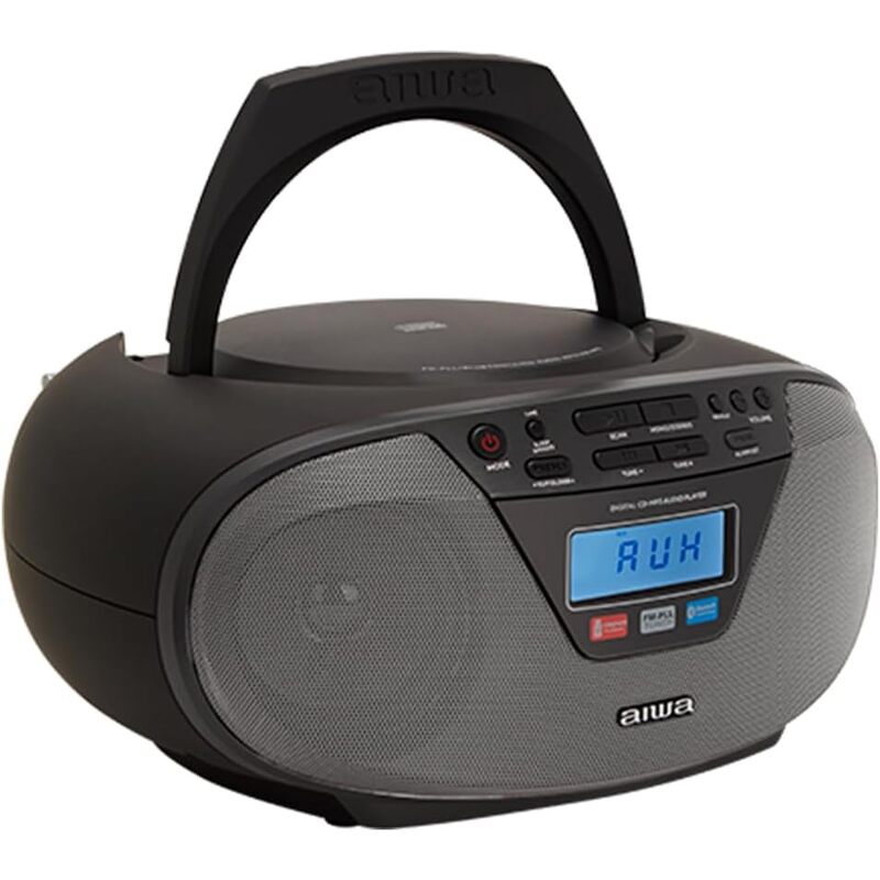 Aiwa BBTU-400BK Hordozható CD rádió, Bluetooth, USB bemenettel, órával és ébresztőórával