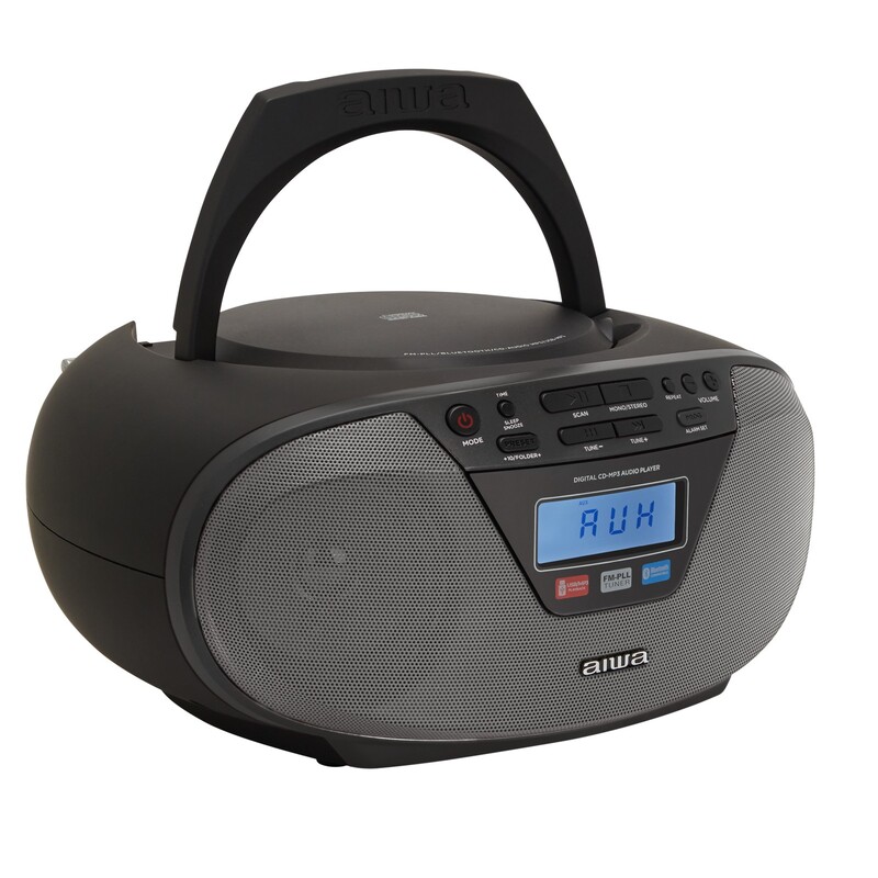 Aiwa BBTU-400BK Hordozható CD rádió, Bluetooth, USB bemenettel, órával és ébresztőórával