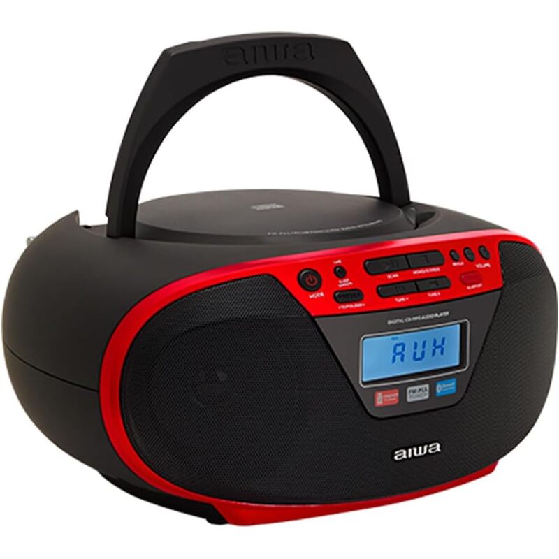 Aiwa BBTU-400RD Hordozható CD rádió, Bluetooth, USB bemenettel, órával és ébresztőórával