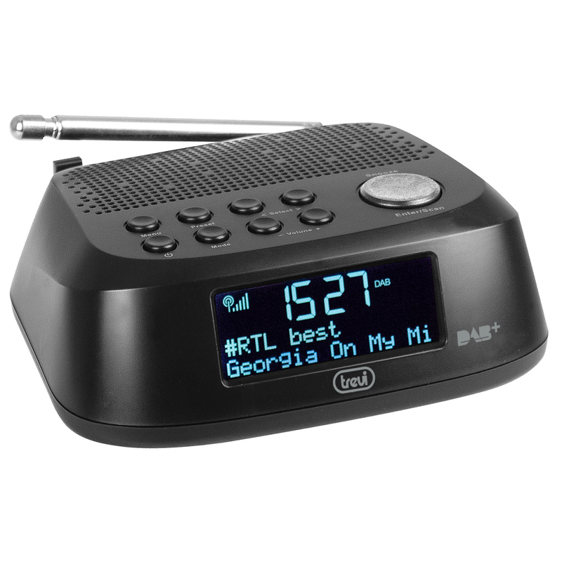 Trevi RC 80D4 DAB Black Asztali óra, FM és DAB+ rádióval, ébresztő funkcióval és fejhallgató kimenettel