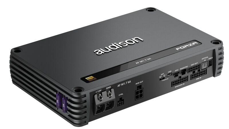 Audison AF M1.7 bit nagy teljesítményű D-osztályú mono erősítő a legmodernebb DSP technológiával kombinálva 