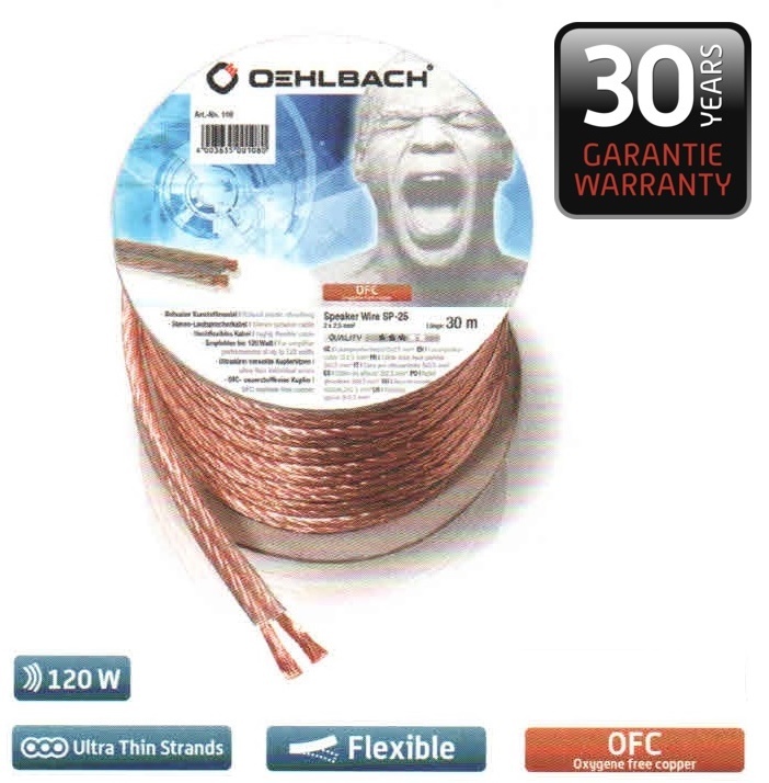 Oehlbach Speaker Wire SP-25/3000 OB108 Hangszórókábel 2x2,5qmm 30 méte...