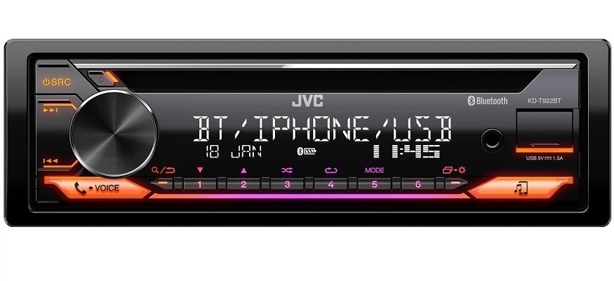 JVC KD-T922BT Autórádió USB bemenettel és Bluetooth csatlakozással, CD...