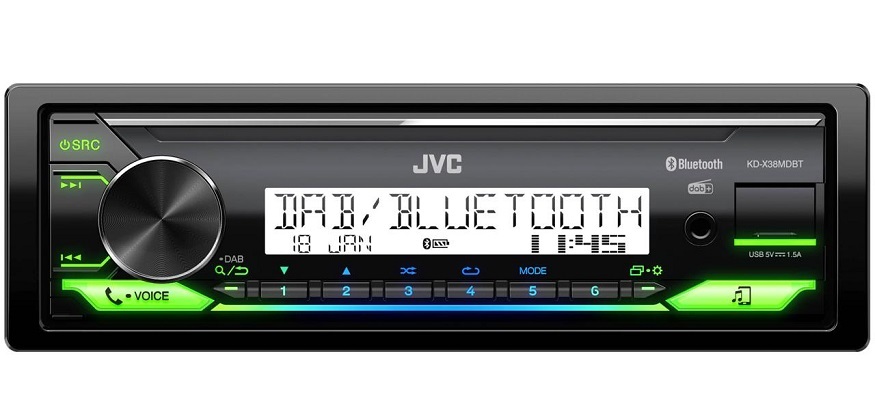 JVC KD-X38MDBT Bluetooth kihangosítóval ellátott mechanika nélküli aut...