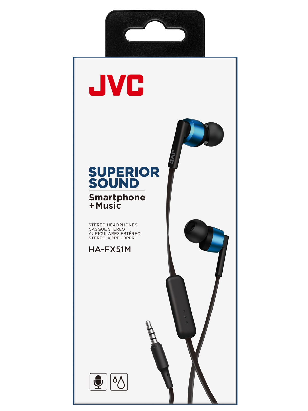 JVC HA-FX51M-A Fülhallgató mikrofonnal, kék színben