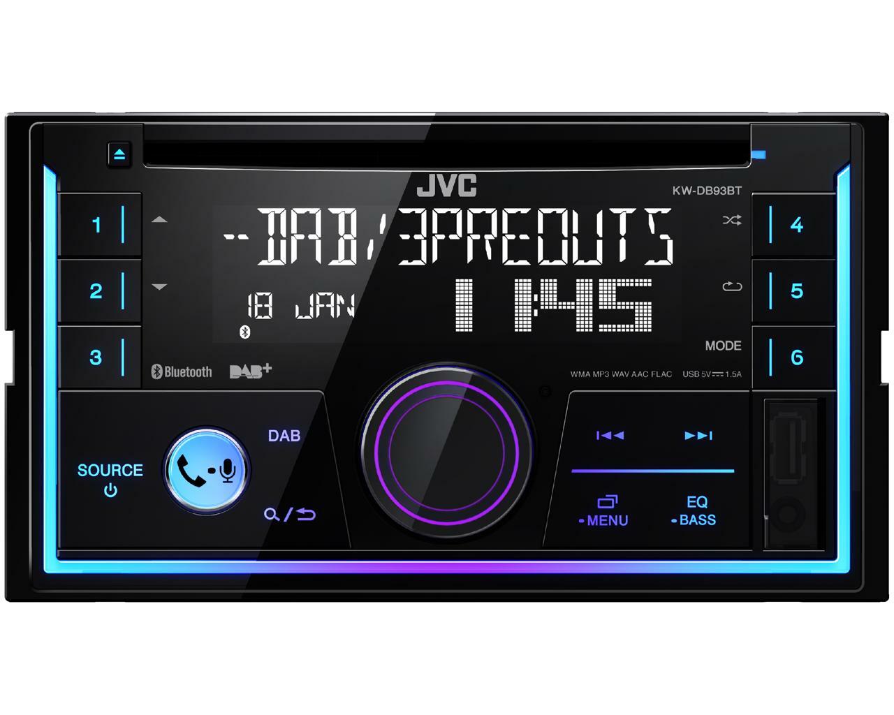 JVC KW-DB93BT 2 DIN méretű CD/USB autórádió DAB rádióval, Bluetooth fu...