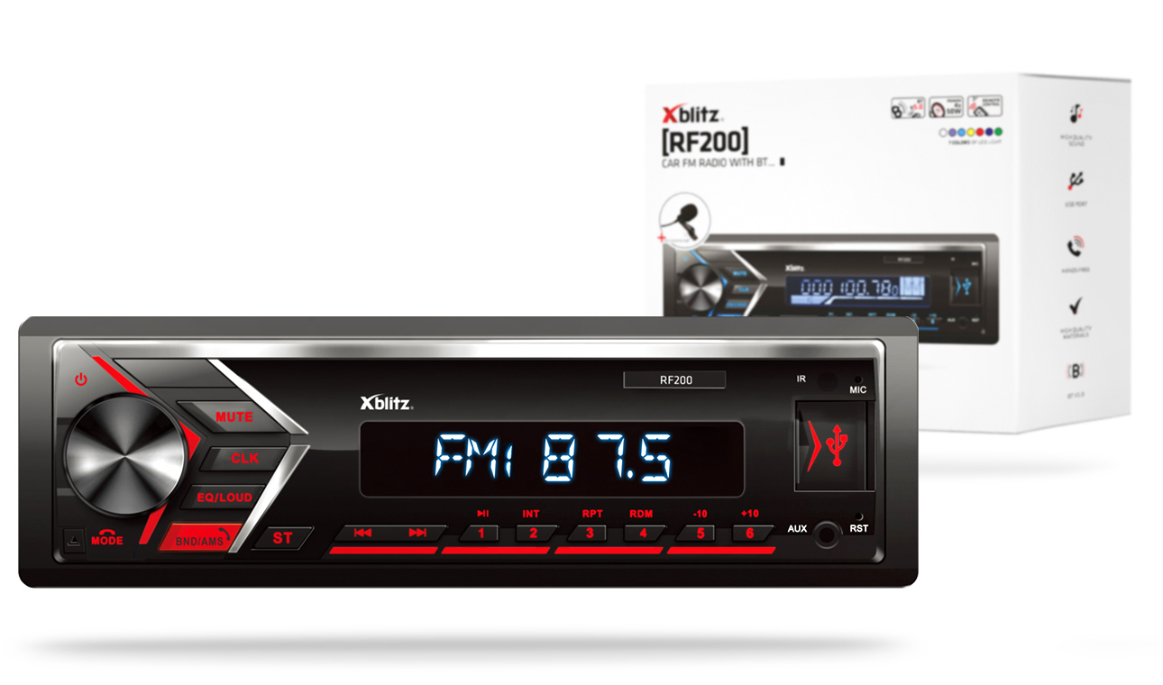 Xblitz RF200 1 DIN méretű MP3 autórádió Bluetooth funkcióval