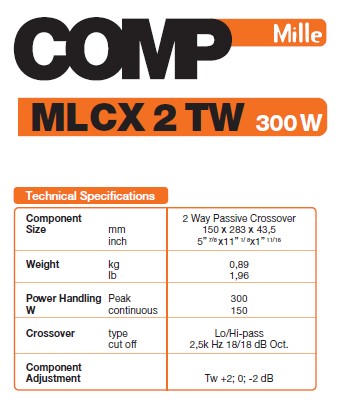 Hertz MLCX 2TW Csúcskategóriás hangváltó magas és mély-közép hangszóró...